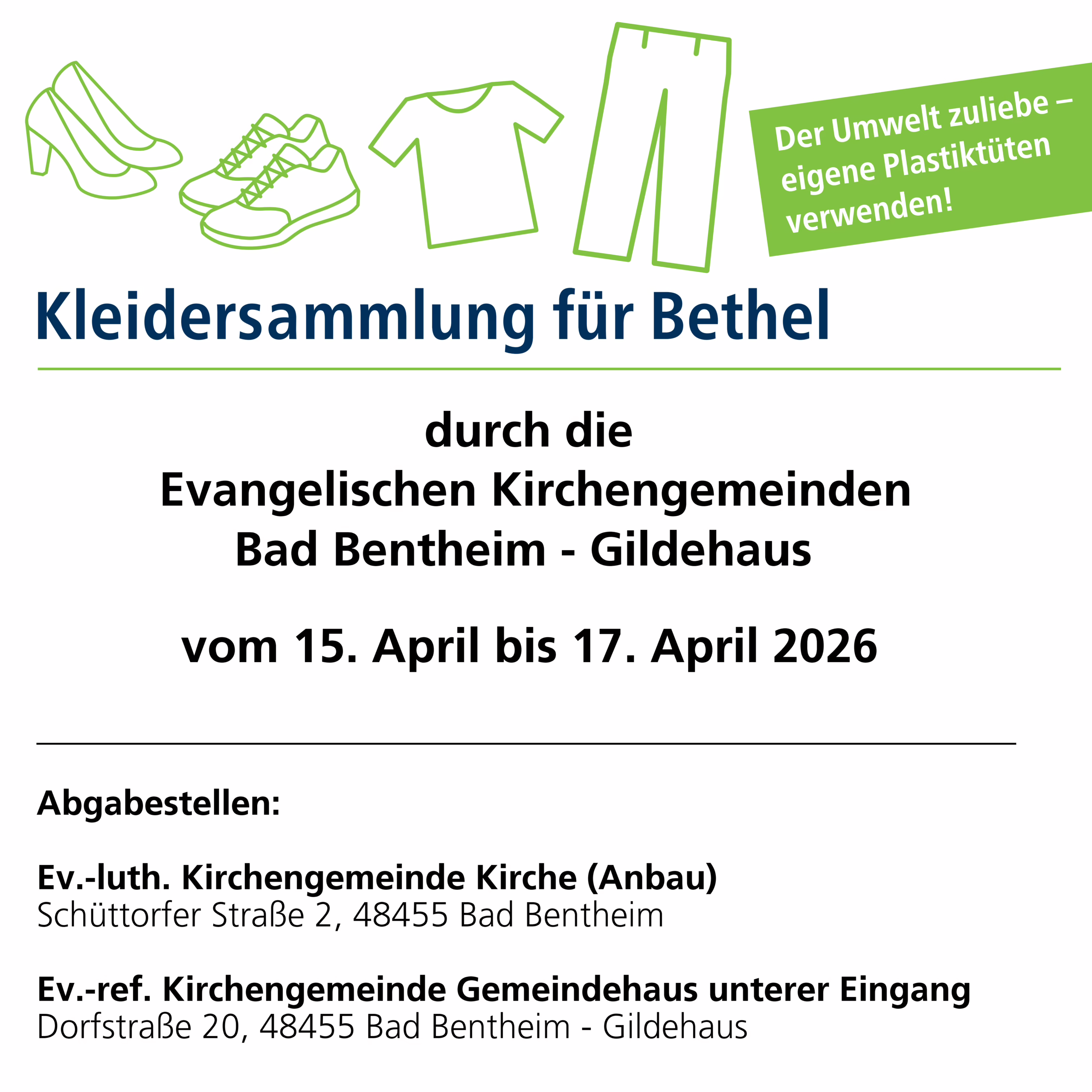 Kleidersammlung für Bethel (15.-17.4.)